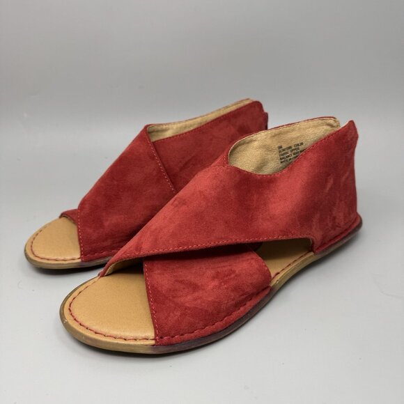 Born Iwa Sandals Women's Size 9M Red Burnt  Leather Suede Open-Toe - Picture 3 of 8